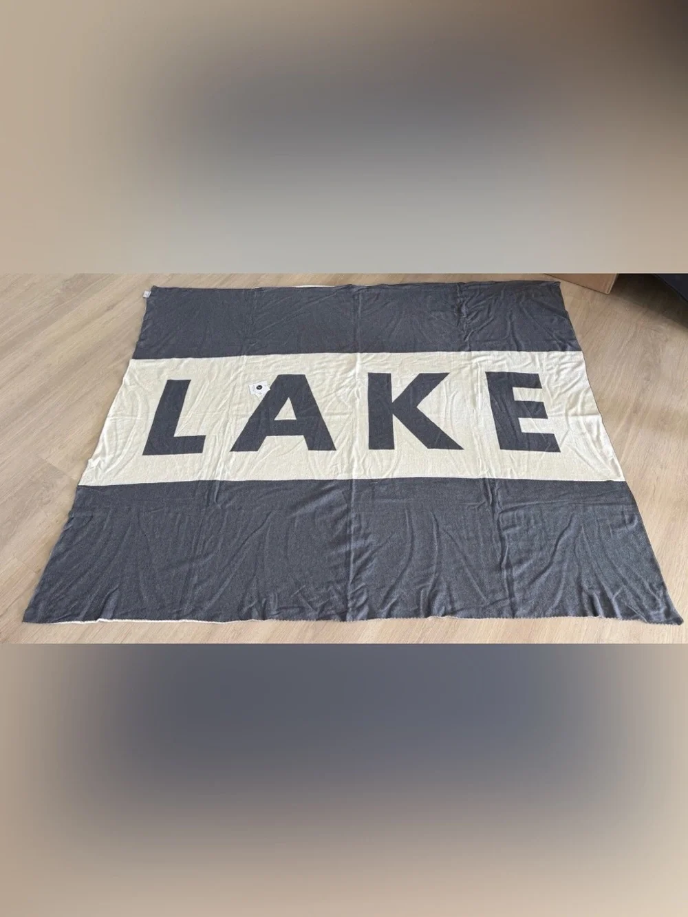 NEW “LAKE” Graphic Blanket Throw in Black and Cream